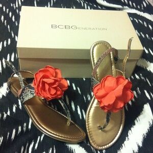 BCBGenerationsandals snake skin print with orange flower
